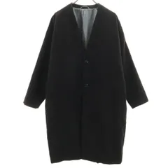 JUNRed ジュンレッド ノーカラーコート M ブラック メンズ 古着