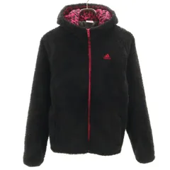 adidas アディダス ファー フードジャケット M ブラック系 レディース 古着