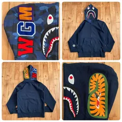 Blue Camo × ネイビー シャーク パーカー Mサイズ shark full zip hoodie a bathing ape BAPE エイプ ベイプ アベイシングエイプ yi157