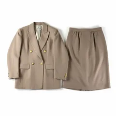 ジュウジンプラザ Jujin Plaxa セットアップ スカートスーツ ジャケット 金ボタン スカート 裏地付き バックファスナー シルク混 ピンクベージュ 42サイズ 987640