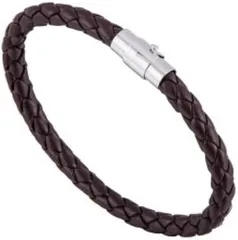 LIBERTY-M レザー ブレスレット PUレザー 編み込み 磁気ブレスレット メンズ レディース ユニセックス お揃い カップル 重ね付け ステンレス (ブラウン,  ワンサイズ)のサムネイル