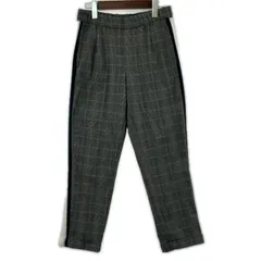 ZARA ザラ チェック サイドライン タック テーパードパンツ sizeEUR S/グレー系