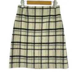 ROPE' ロペ ウール混 チェック 台形スカート size38/アイボリー×ブラック