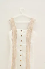 【0061】レース切替 フロントボタン タイトドレス ホワイト ワンピース