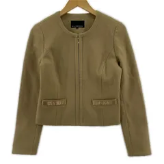 M-PREMIER エムプルミエ ジップノーカラージャケット size34/ベージュ