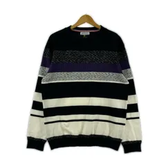 THE SHOP TK ザ ショップ ティーケー ボーダー ニットセーター sizeL/ブラック×オフホワイト×パープル