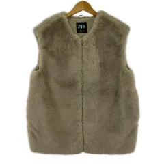 ZARA  ザラ　 フェイクファー ジップアップベスト size9-10 140cm/ベージュ