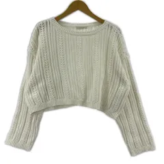 PROPORTION プロポーションボディドレッシング ワイド 透かし編みニット sizeM/ホワイト