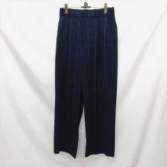 UNIQLO ユニクロ タックワイドパンツ（チェック） ネイビー Mサイズ 〇◇