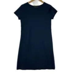 UNTITLED アンタイトル ウール婚 半袖ニットワンピース size0/ネイビー