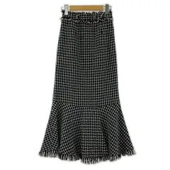 RESEXXY リゼクシー ツイード フリンジ ロング マーメイドスカート sizeF/ブラック×ホワイト