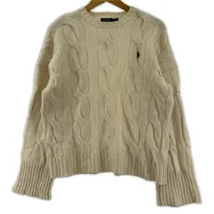 POLO RALPH LAUREN ポロ ラルフローレン ケーブル編み ワンポイント刺繍ニット sizeS/ライトベージュ