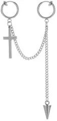 LIBERTY-M ピアス ロングチェーン イヤーカフ デザイン 片耳 フープ 十字架 クロス スパイク レディース メンズ ユニセックス 韓国 オルチャン (イヤリング)