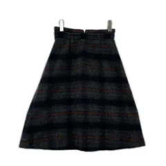 NATURAL BEAUTY BASIC ナチュラルビューティーベーシック チェック柄 Aライン ウール混スカート sizeM/グレー×ネイビー