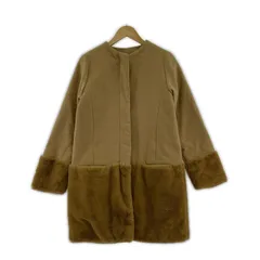 MURUA ムルーア フェイクファー切替 ノーカラーコート sizeF/ベージュ