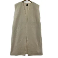 ZARA ザラ ノーカラー ロングジレベスト sizeEUR　Ｌ/アイボリー
