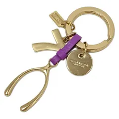 COACH(コーチ) キーホルダー(チャーム)美品  - ゴールド×パープル レザー