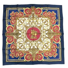 HERMES エルメス《チュイルリー公園》ブラック系 美品 カレ90 スカーフ