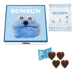 パペットスンスン クランチチョコ缶 専用袋付き バレンタイン ホワイトデー 限定品 ハート heart チョコ チョコレート