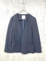 Rope Picnic ロペピクニック GDV-1801-A ストレッチ ノーカラー ジャケット size38/紺 ■■レディース