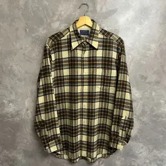 70s USA製 PENDLETON ウールチェックシャツ ダークブラウン系 サイズM