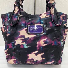 9254　MARC BY MARC JACOBS　マークバイマークジェイコブス　ハンドバッグ　トートバッグ　千鳥格子　ブラック　黒　パープル　青　ブルー　レディース　軽量　カジュアル　シンプル　きれいめ