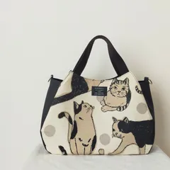 ハンドメイド　トートバッグ　バルーンバッグ　チューリップバッグ　ミニトート　ネコ　ショルダーバッグにもなるよ　お散歩バッグ　普段使いサイズ