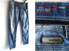名作 DIESEL ディーゼル NARROT-NE 0606D ビンテージ加工 ストレッチジョグジーンズ スウェットデニムパンツ 28 インディゴ ルーマニア製