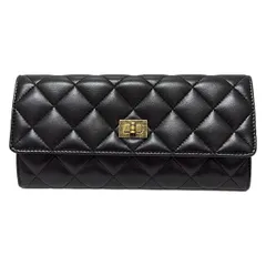 CHANEL(シャネル) 長財布 2.55,マトラッセ 黒 ヴィンテージゴールド金具 ラムスキン