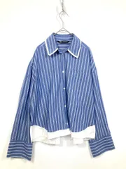 ZARA ザラ 2099/079/044 ストライプ 長袖 シャツ sizeM/水色 ■■レディース