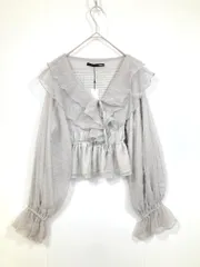 新品 Heather ヘザー 定価6600円 シアーチェックフリル ブラウス シャツ sizeF/グレー ■■レディース