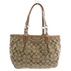 コーチ COACH ハンドバッグ トート キャンバス レザー シグネチャー 総柄 ロゴ 茶色 ブラウン F15146 /XZ ■GY18