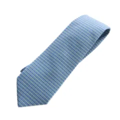 エルメス HERMES ネクタイ レギュラータイ 絹 シルク ロゴ 総柄 青 ブルー ■GY17 /MQ ■OH