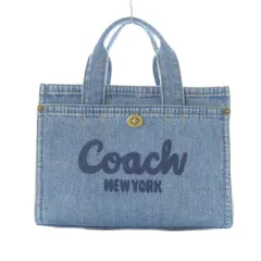コーチ COACH カーゴトート 26 ハンドバッグ ミニトート ブラス インディゴ 青 ステッチデザイン ターンロック留め具 リベット装飾 /RI ■OS ■OS