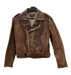 ラルフローレン RalphLauren 80s 90s POLO COUNTRY ポロカントリー USA製 ダブル ライダースジャケット レザージャケット 茶 ジャケット 無地 ブラウン Sサイズ 104MT-2650