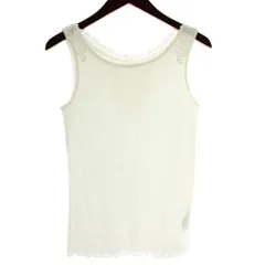 サマンサモスモス SM2 ブルー blue タンクトップ ノースリーブ レース フリル M 白 ホワイト /XZ ■GY58