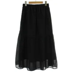 サマンサモスモス SM2 フレアスカート 麻 リネン混 ロング イージー F 黒 ブラック /XZ ■GY58