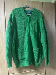 Hooves 緑色 ニット ジップアップ カーディガン