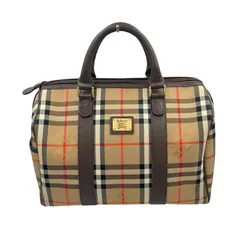 バーバリー BURBERRY ハンドバッグ ノバチェック ミニボストンバッグ ナイロン ベージュ ブラウン レディース