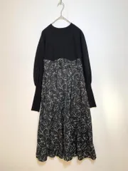 美品 NATURAL BEAUTY BASIC ナチュラルビューティーベーシック 定価13970円 ドッキング ワンピース sizeSP/黒 ■■レディース