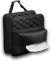 best-will 車 ティッシュケース ゴミ箱 ソフトパック ティッシュホルダー 収納ポケット 後部座席 吊り下げ 車用ティッシュケース キルティングレザー