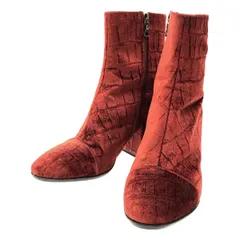 DRIES VAN NOTEN ドリスヴァンノッテン 18AW ベルベットエンボス ヒールブーツ  オレンジ 36のサムネイル