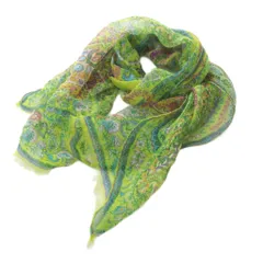 エトロ ETRO スカーフ ペイズリー柄 シルク 黄緑 /YO24