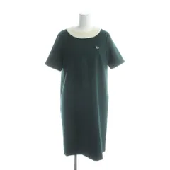 フレッドペリー FRED PERRY ワンピース 8 緑 グリーン 白 ホワイト ひざ丈 半袖 バイカラー襟 F8379 /AP