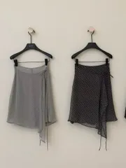 チェック ラップスカート スカート ミディ丈 レイヤード 春新商品 26ss