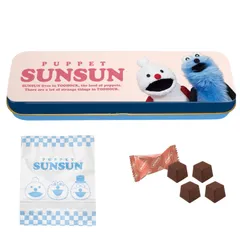 パペットスンスン チョコ缶 ピンクブルー缶 専用袋付き バレンタイン ホワイトデー 限定品 ハート heart チョコ チョコレート