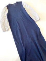 Mila Owen ミラオーウェン 定価10450円 布帛スリーブドッキングデザイン ワンピース size1/紺  ■◇レディース