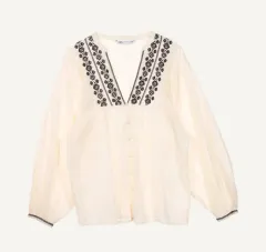 ZARA アイボリー 刺繍 ブラウス