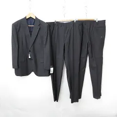 MIYUKI スーツ セットアップ 3点セット ジャケット テーラード シングル スラックス 2枚 ストライプ 背抜き 大きいサイズ グレー ブラック KB6