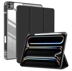 ProCase iPad Pro 13インチ ケース M5/M4 2025/2024 ペン収納 ペン収納 耐衝撃 三つ折り スタンド スマートカバー -ブラック